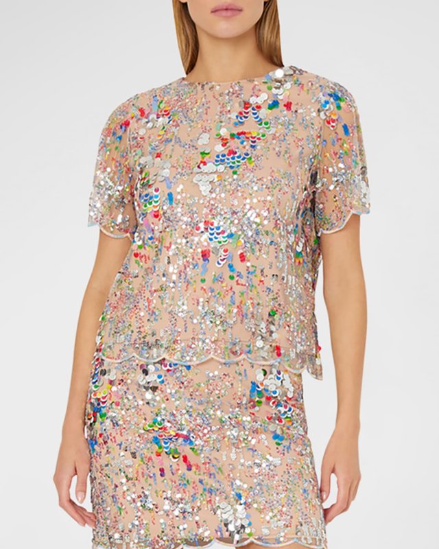 Katelynn Scalloped Sequin T